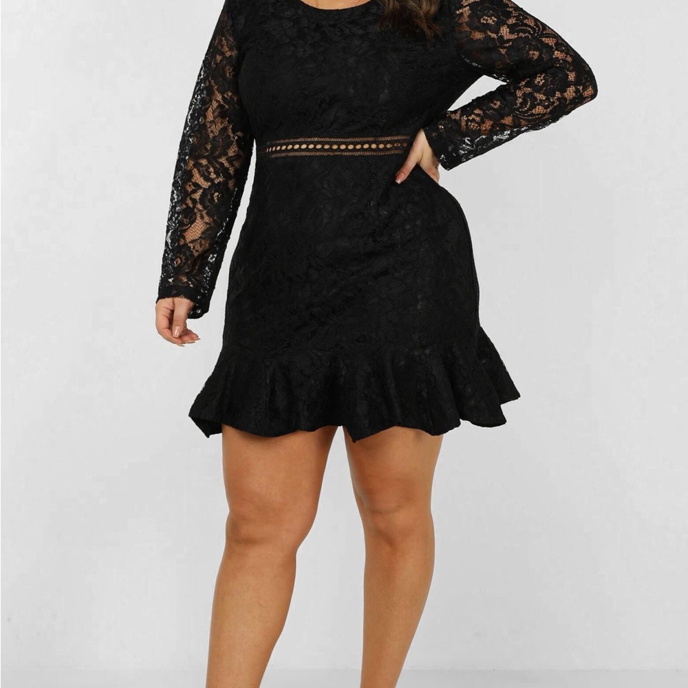 Showpo I Belong Dress in Black Lace